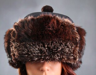 Winter fur hat, close-up