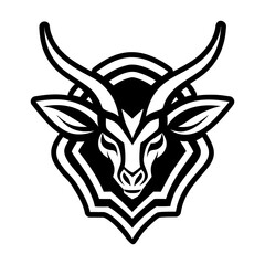 Solid style icon of an antelope head logo