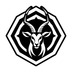 A glyph style icon of an impala logo