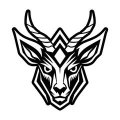 Solid style icon of an antelope head logo