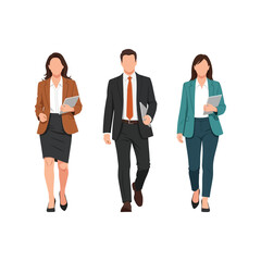 Fototapeta premium Diverse business professionals walking forward confident business team collaboration success vector