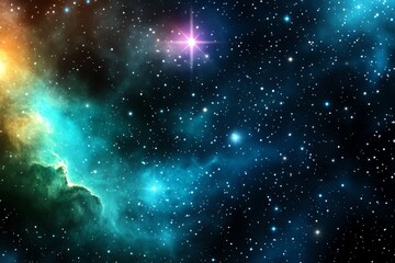 Naklejka premium A breathtaking view of the cosmos showcasing vibrant colors and countless stars in a mesmerizing galaxy.