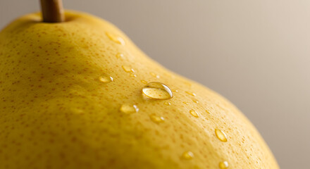 Close-up of a Fresh Pear with Water Droplets A Detailed Macro Shot of Natural Beauty