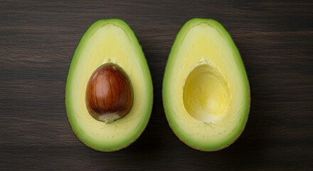 Perfectly Ripe Avocado Cut in Half A Healthy and Delicious Culinary Choice