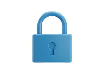 Isolated blue padlock security symbol for digital data protection and internet privacy concept 3D render illustration