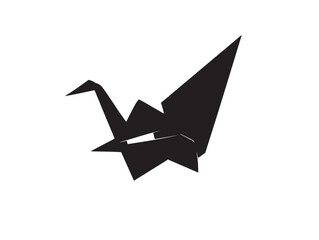 Origami silhouette icon vector illustration solid black paper folding art