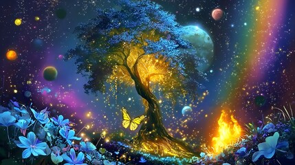 Fototapeta premium Illustration of a magnificent big tree