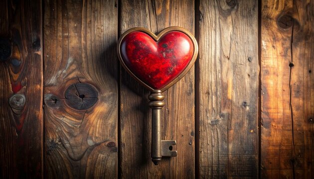 red heart on wooden background
