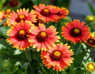Cluster of vibrant orange-red flowers