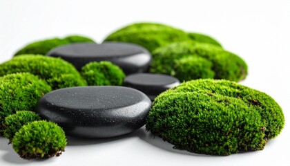 zen stones on green grass