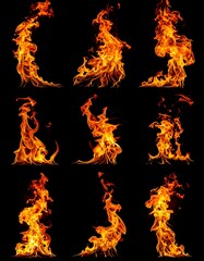 Flaming patterns on black background