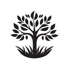 vector tree silhouette with leaves