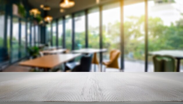 white table blur glass window interior cafe and restaurant background