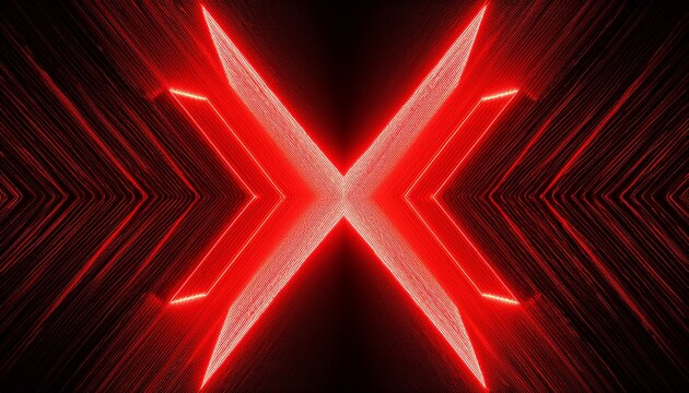 3d glowing red techno abstract background overlap layer on dark space with letter x effect