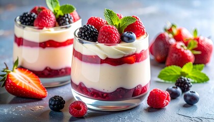 panna cotta dessert with berries