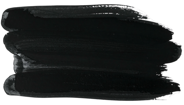 Abstract black paint brush stroke texture on white background.