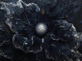 Luxurious textured painting of black flowers