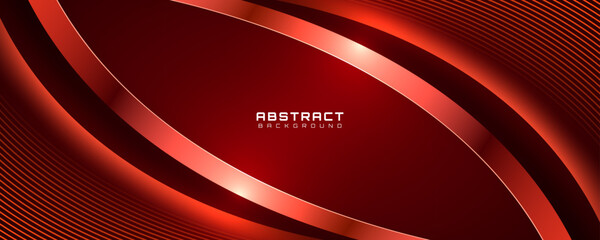 3D red lines techno abstract background overlap layer on dark space with metallic waves effect decoration. Modern graphic design element stripes style concept for web, flyer, card, or brochure cover