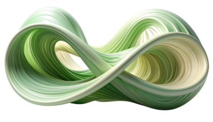 Abstract Green and White Mobius Strip Sculpture.