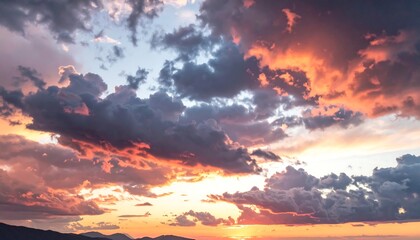 Naklejka premium Dramatic sunset sky with colorful clouds