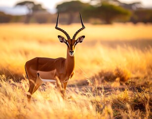 Naklejka premium Antelope in golden savanna
