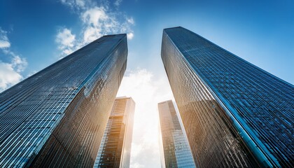 low angle view of two skyscrapers