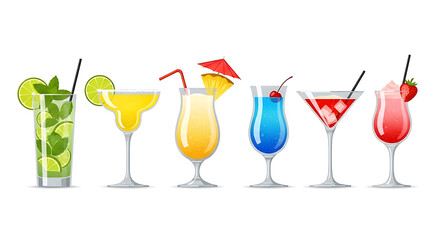 Colorful Cocktail Assortment A Vibrant Collection of Refreshing Drink Creations for Parties and Events