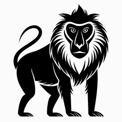 Fototapeta premium Baboon vector clean black silhouette design white background