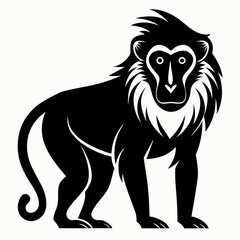 Baboon vector clean black silhouette design white background