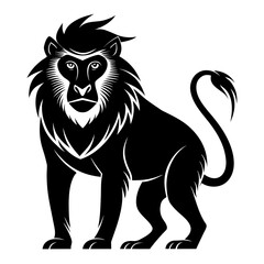 Obraz premium Baboon vector clean black silhouette design white background
