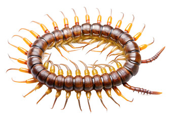 Cave centipedes isolated on transparent background. The top view of a Cave centipedes, high resolution images shot in a studio room.