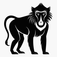 Baboon vector clean black silhouette design white background