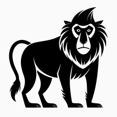 Baboon vector clean black silhouette design white background