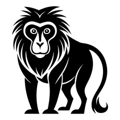 Baboon vector clean black silhouette design white background