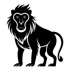 Baboon vector clean black silhouette design white background