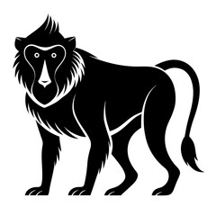 Baboon vector clean black silhouette design white background