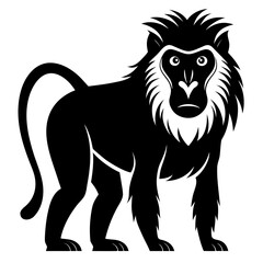 Baboon vector clean black silhouette design white background