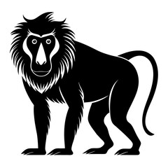 Baboon vector clean black silhouette design white background