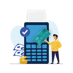 POS terminal machine Online payment concept. Internet payments by card