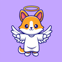 Cute Angel Corgi Dog Flying Cartoon