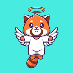 Cute Angel Red Panda Flying Cartoon