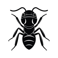 Carpenter ant head silhouette with construction hard hat vector art illustration