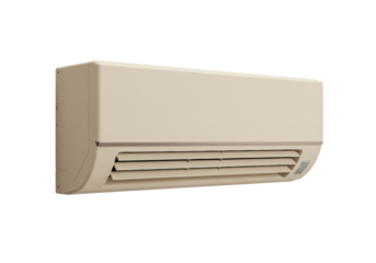 Beige air conditioner PNG isolated on transparent background for design needs and home comfort solutions Clean and modern design