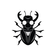 Carrion beetle head silhouette with bone necklace vector art illustration