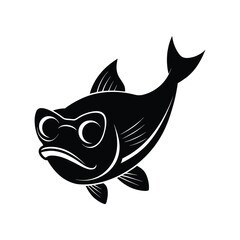 Catfish head silhouette with fisherman hook sunglasses vector art illustration