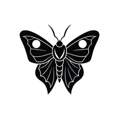 Cecropia moth head silhouette with glowing butterfly wings vector art illustration