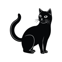 Chartreux cat silhouette on white background vector art illustration