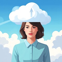 Woman with cloud above her head