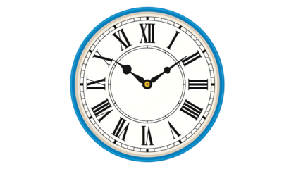 Classic Clock with Roman Numerals on a White Background.
