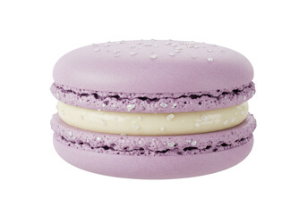 Delicious Lavender Macaron Isolated on Transparent Background PNG Sweet Treat Confection Dessert Pastry Food Photography